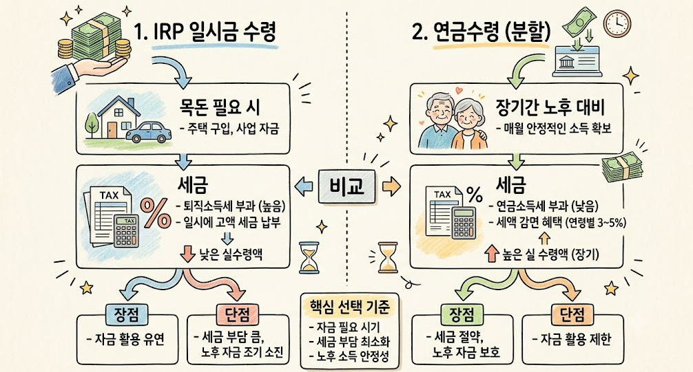 퇴직연금 수령방법, IRP 일시금 vs 연금수령 차이와 세금 1 main1